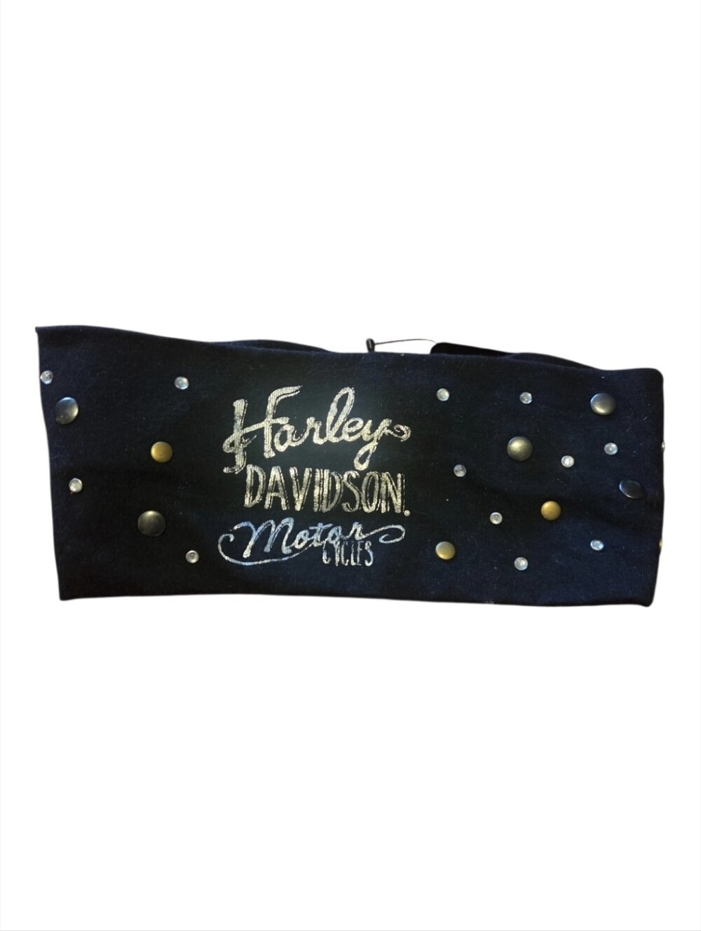 Harley Davidson MotorClothes Stud Rhinestone Black Bow Headband NWT